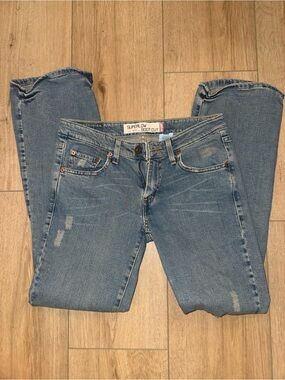 Levi’s 518 Superlow Boot Cut Jeans 7M Distressed Low Rise Y2K Medium Wash